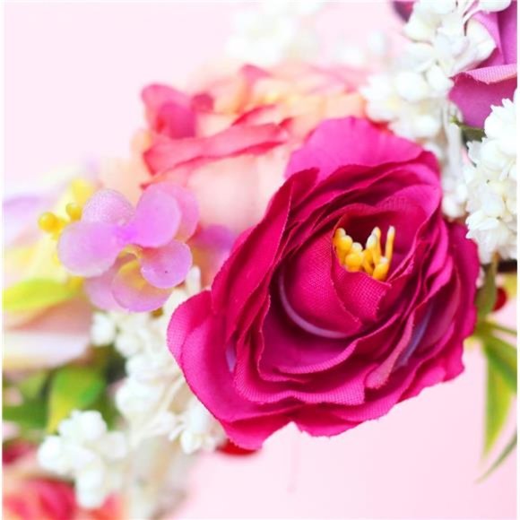 Rose Flower Crown Flower Garland Headband Hair Wreath Floral Headpiece Halo Boho - Picture 4 of 7